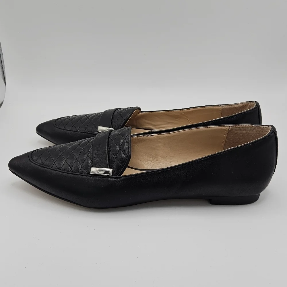 ZAC Zac Posen black leather quilted Nayeli pointed toe loafers size 7.5